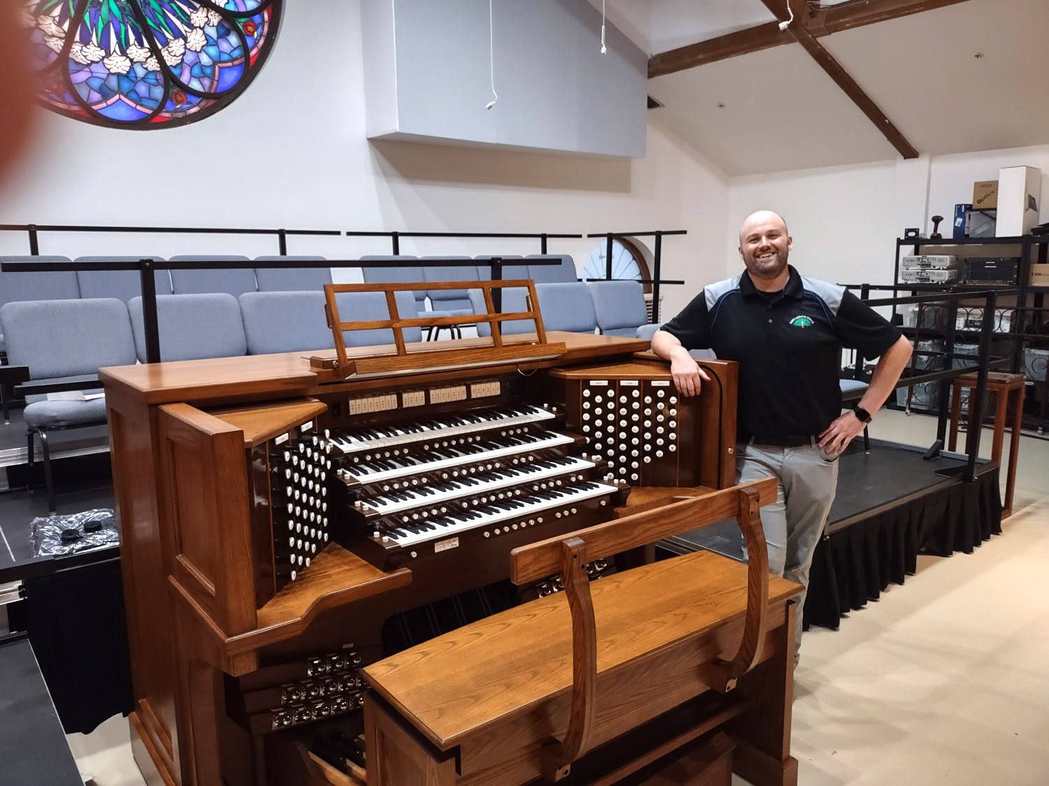 “The RLX-90, designed by acclaimed organist Rudy Lucente, with the new APEX technologies have taken the Allen Organ Company to unimaginable heights in the world of digital organ audio production. The organ can produce such realistic sounds that the auditory line separating digital organs and pipe organs is virtually gone. With the expansive capabilities of APEX, the realistic sounds are far beyond all expectations. I am constantly left speechless every time I play the instrument. In cooperation the with Allen Organ Company, this was all made possible due to the tireless efforts of the incomparable team of Brian Daggett, Ted Hayes, and the rest of Dunne Music in Florida. Everyone involved went above and beyond all imaginable actions to help give life to the project and see it to its final fruition. The Allen Organ Company and Dunne Music have created a product that will be a pinnacle instrument throughout the entire organ world.”  Matthew Swingle Director of Music & Organist Faith Lutheran Church | Naples, Florida      Custom RL-90 - Faith Lutheran Church Naples, FL - Organist Matthew Swingle proudly displays the church's newest member! This is Floridia's first Four-Manual Allen Organ with Allen's APEX Technology.